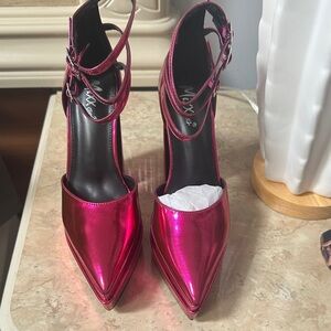 Mixx Shuz Pink Metallic Women's Heels